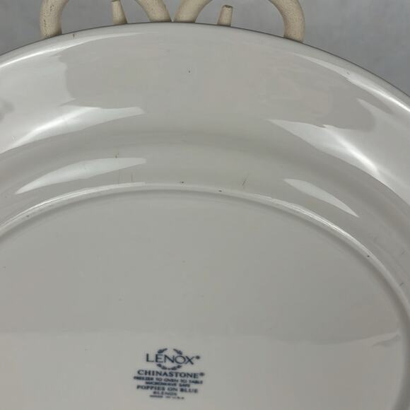 Lenox Chinastone 10.75 Inch Dinner Plate Poppies on Blue Pattern - Picture 7 of 8